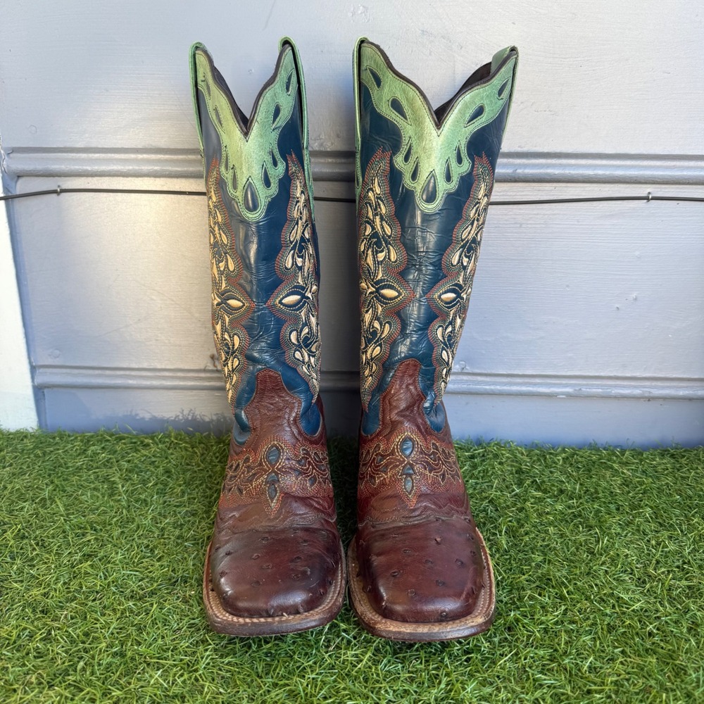 Lucchese Amberlyn Full Quill Ostrich Western Cowgirl Boots Women Size 6B Rodeo